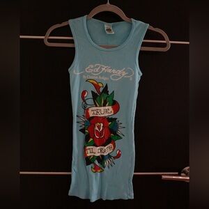 Blue Vintage Ed Hardy Tank Top (one size)